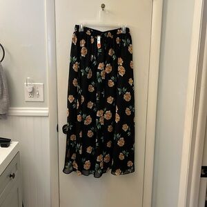 Black floral maxi skirt